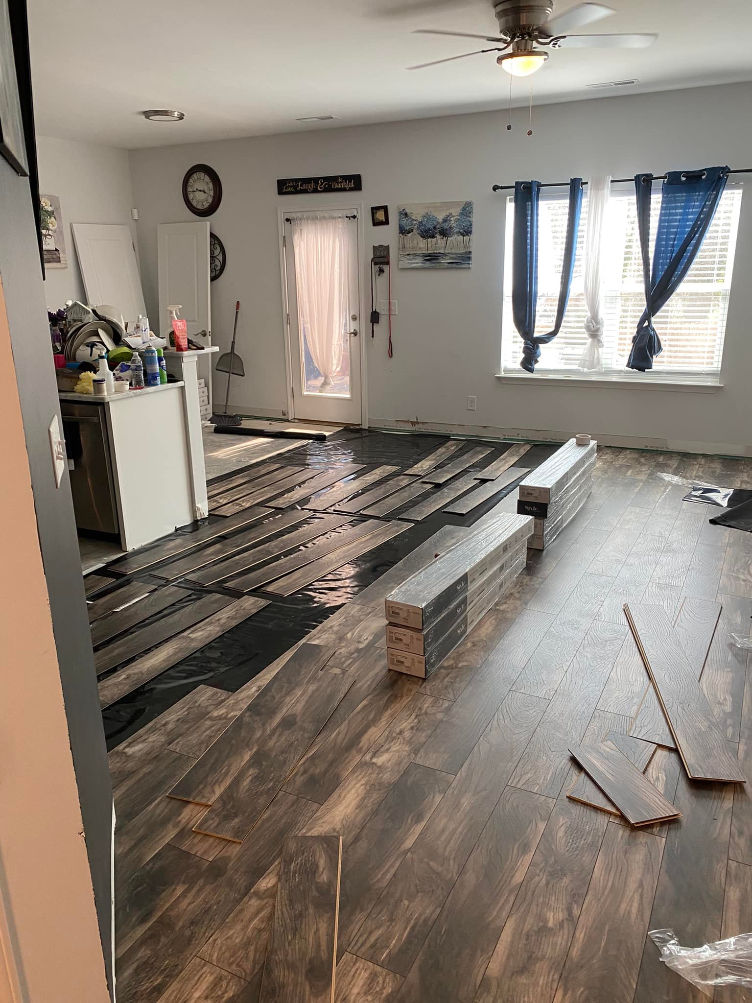 Floor renovation before and after